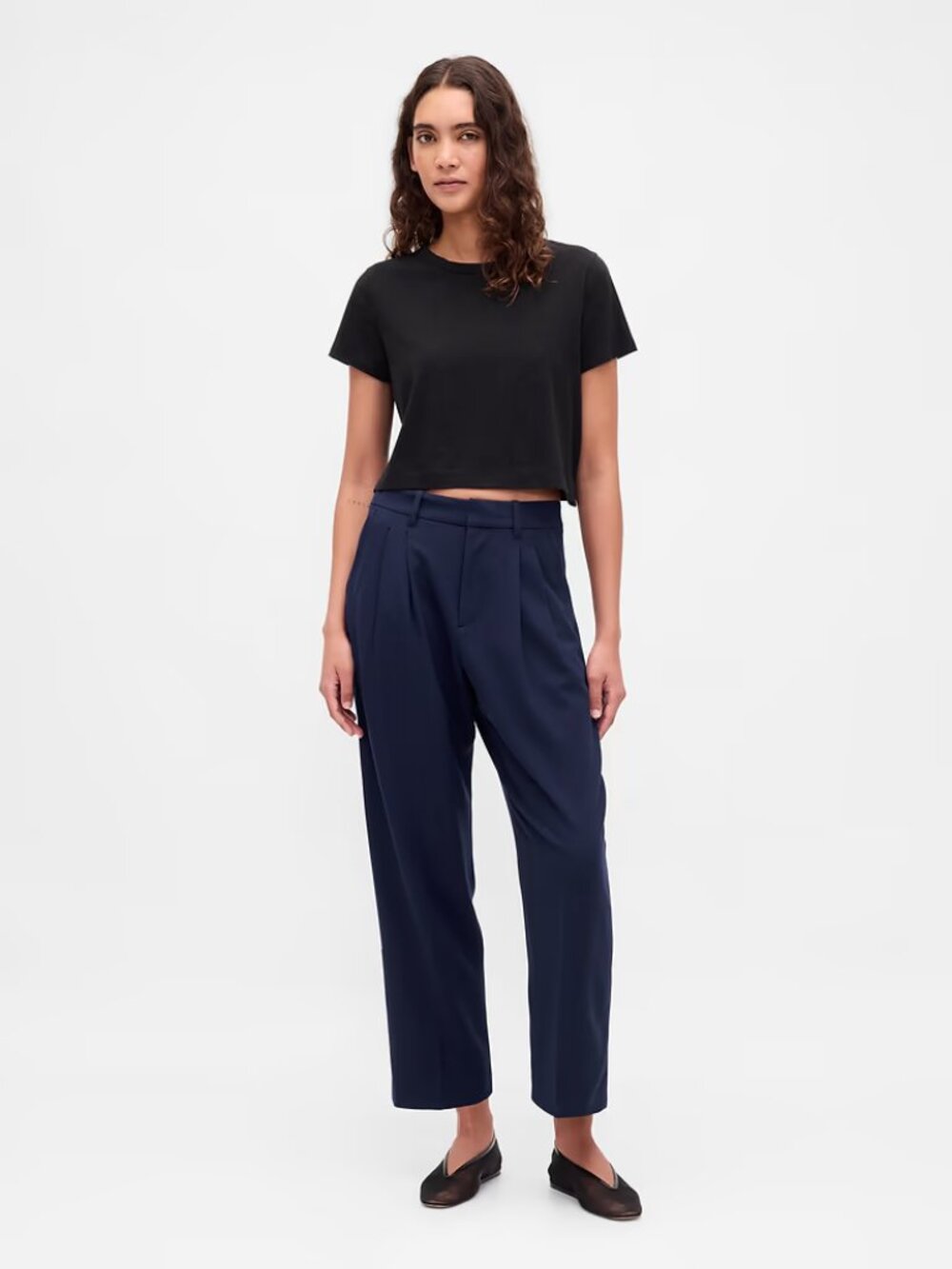 NWT Navy Blue 4P GAP 365 High Rise Brushed Twill Taper Ankle Pants
